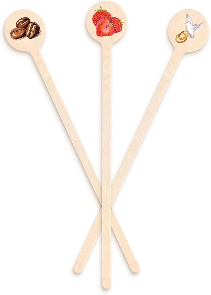 7.5" Custom Wooden Drink Stirrers – Personalized Swizzle Sticks – Ideal for Cocktails, Coffee, and Events – Great for Bars, Restaurants, and Parties – 50 Pack