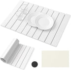 Stone Drying Mat for Kitchen Counter – Large Foldable Diatomaceous Earth Mat 24”x16” – Absorbent Quick Dry Mat for Bathroom, Countertop – Collapsible Stone Bath Mat for Dishes, Cups, Bottles