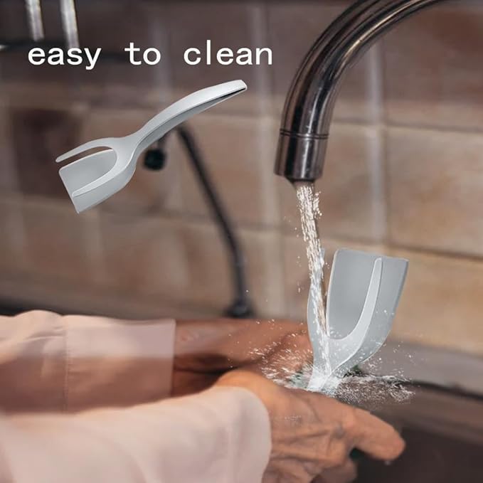 2PCS Egg Flipper Spatula, 2 In 1 Spatula And Tongs for Steak Omelette Pancake Egg Frying Bbq