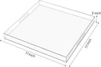 17×17 inches Oversized Clear Acrylic Ottoman Tray Extra Large Decorative Tray Spill-Proof Serving Trays with Handles King-Size Safe Edge Organizer for Coffee Table Countertop Breakfast