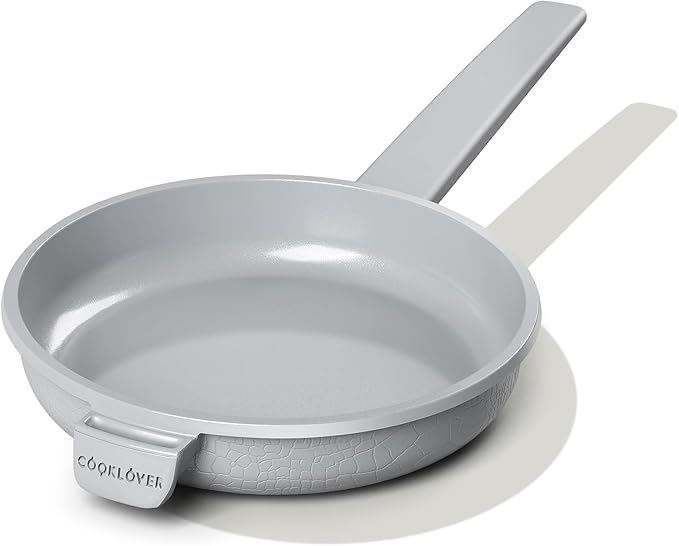 COOKLOVER Nonstick Ceramic Fry Pan, Non-Toxic, PTFE&PFOA Free, Induction Compatible Egg Skillet Frying Pan with Heat Resistant Handle, 8 Inch – Gray