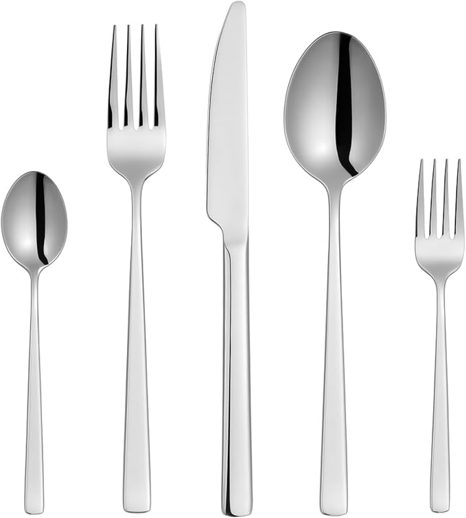 Oxford Silverware Set, 30 Piece Forged Flatware Set Cutlery Stainless Steel, Service for 6, for Kitchen, Home, Wedding, Party, Mirror Polished Dishwasher Safe