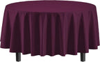 Exquisite Party Solids 12-Pack Premium Plastic Tablecloth 84in. Round Table Cover - Plum