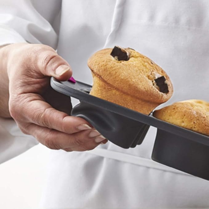 Trudeau Structure White Confetti 6-Cup Jumbo Muffin Pan – Premium Steel-Reinforced Silicone Bakeware, Nonstick BPA-Free Cupcake & Muffin Mold – Oven, Freezer & Dishwasher Safe