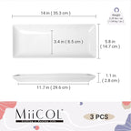 Miicol Porcelain Serving Platters Set of 3, Large Serving Trays 14 Inch, White Rectangle Plates, Ceramic Serving Dishes for Party, Restaurant, Buffet, Steak, Dessert, Salad, Fruit, Microwave Safe
