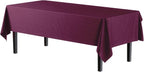 Exquisite 12-Pack Premium Plastic Tablecloth 54in. x 108in. Rectangle Table Cover - Plum