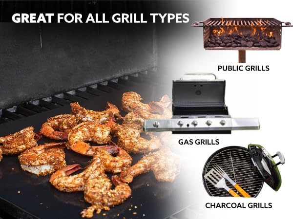 Kona BBQ Grill Mats - Non-Stick for Easy Cleanup, Heavy Duty, 600°F, PFOA-Free, Set of 2, 7-Year Warranty