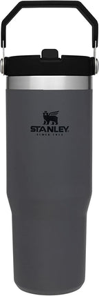 STANLEY IceFlow Stainless Steel Tumbler - Vacuum Insulated Water Bottle for Home, Office or Car Reusable Cup with Straw Leak Resistant Flip Cold for 12 Hours or Iced for 2 Days, Charcoal, 30OZ