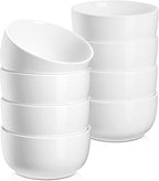 Jassceram Ice Cream Bowls Set of 8,12 Oz Ceramic Small Bowls for Soup, Side dishes, Cereal Bowls for Dessert, Snack, Suitable for Portion Control - Dishwasher & Microwave Safe, 4.5 Inch, White