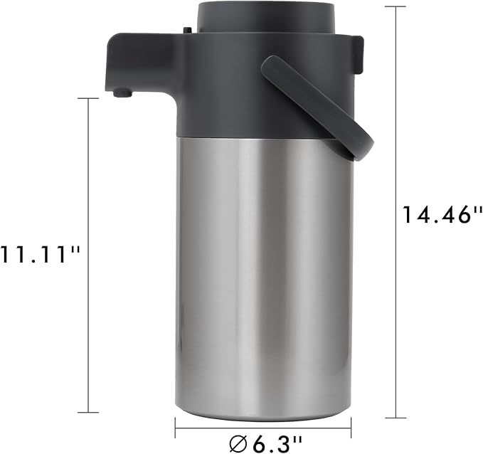 Tiken Airpot Coffee Dispenser with Pump - Coffee Carafes for Keeping Hot - Beverage Dispenser - 135oz/4L Thermal Coffee Carafe for Hot Liquids - Stainless Steel Insulated Coffee Thermos Carafe