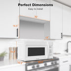 ThermoMate 30" White Over the Range Microwave with 1.9 Cu. Ft. Capacity, Over the Stove with One Touch, 1000 Cooking Watts, 400 CFM and Sensor Cooking, 11 Power Levels, LED Lighting