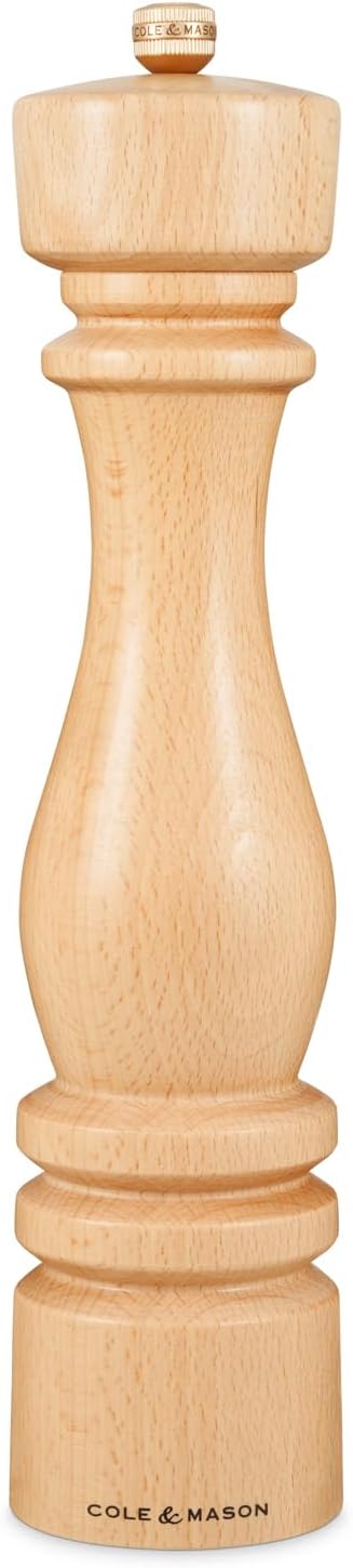 Cole & Mason London Refillable Spice Mill - Kitchen & Home Accessory - Table Salt Grinder - Salt Mill with Ceramic Mechanism - 11", Natural Beech