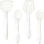 P&P CHEF Kitchen Utensil Set, 4 Pieces Non-stick Silicone Cooking Utensils, Heat-resistant Slotted Solid Spoon Turner for Frying, Mixing, Serving, Non-toxic & Easy to Clean, White