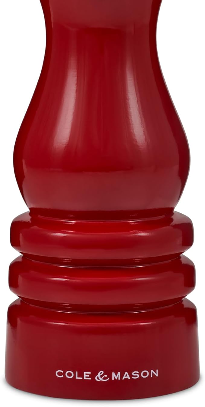 Cole & Mason London Refillable Spice Mill - Kitchen & Home Accessory - Table Salt Grinder - Salt Mill with Ceramic Mechanism - 7", Red Gloss
