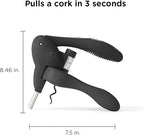 Rabbit W6004N Original Lever Corkscrew Wine Opener with Foil Cutter and Extra Spiral, Black Finish, Smooth Lever Action for Effortless Cork Removal
