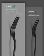 Hammered Silverware Set, Ollex 30PCS Black Flatware Set for 6 Mirror Finish Stainless Steel Eating Utensils Sets Include Forks Spoons and Knives Tableware Kitchen Cutlery Sets, Dishwasher Safe