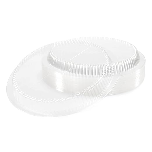 IDL Packaging 9" Round Dome Lid for Aluminum Foil Pan (Pack of 50) - Clear Plastic Lid for 9" Container - Disposable Pans Cover for Takeout, Serving, Freezing