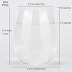 KOXIN-KARLU Classic 18-ounce Acrylic Stemless Wine Glasses, Unbreakable Mixed Drinkware Plastic Tumbler, set of 6 Clear
