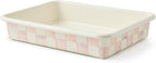 MACKENZIE-CHILDS Enamel Baking Pan for Oven, Rectangular Oven Pan, 9" x 13", Pink-and-White Rosy Check