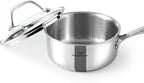 HOMICHEF Mirror Polished NICKEL FREE Stainless Steel 1.5 Quart / 6.5 Inch Sauce Pan with Glass Lid (No Toxic Non Stick Coating, Whole-Clad 3-Ply) Soup Pot Small Cooking Pot