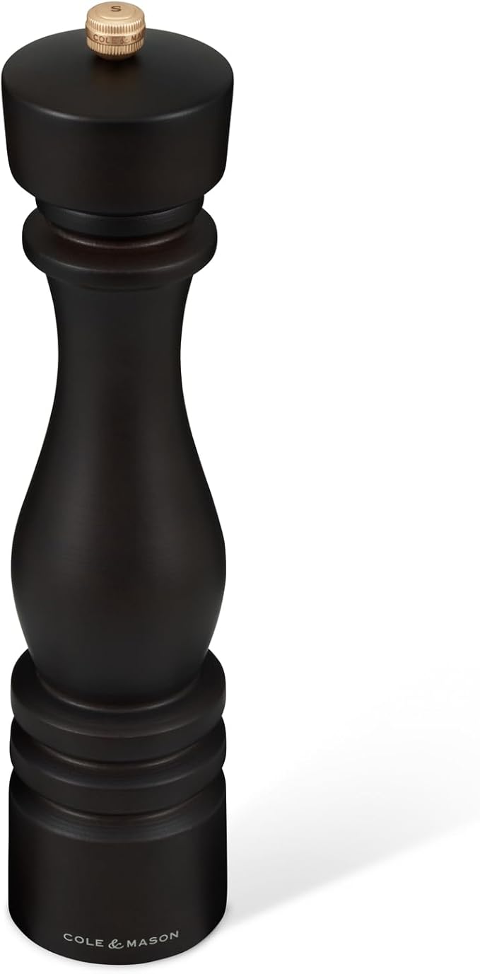 Cole & Mason London Refillable Spice Mill - Kitchen & Home Accessory - Table Black Pepper Grinder - Pepper Mill with Carbon Steel Mechanism - 11", Chocolate Wood