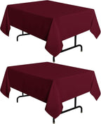 sancua 2 Pack Burgundy Tablecloth 54 x 54 Inch, Stain and Wrinkle Resistant Square Table Cloth - Washable Polyester Table Cover for Dining Tables, Buffet Parties and Camping