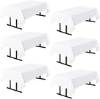 6 Pack White Square Tablecloths, 60 x 102 Inch Stain Resistant and Wrinkle Polyester Fabric Washable Table Clothes Cover for 6 Foot Table, Wedding, Reception Banquet, Birthday Party, Buffet Restaurant