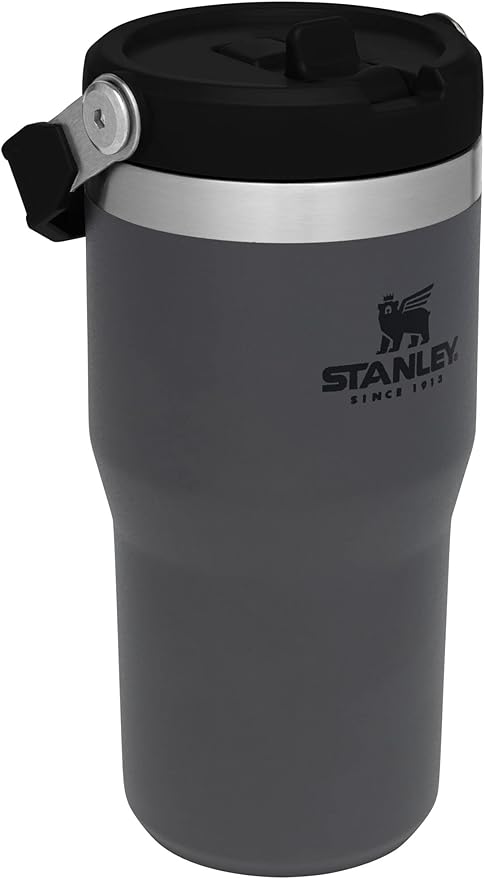 Stanley IceFlow Flip Straw Tumbler with Handle 20 oz | Twist On Lid and Flip Up Straw | Leak Resistant Water Bottle | Insulated Stainless Steel |BPA-Free | Charcoal