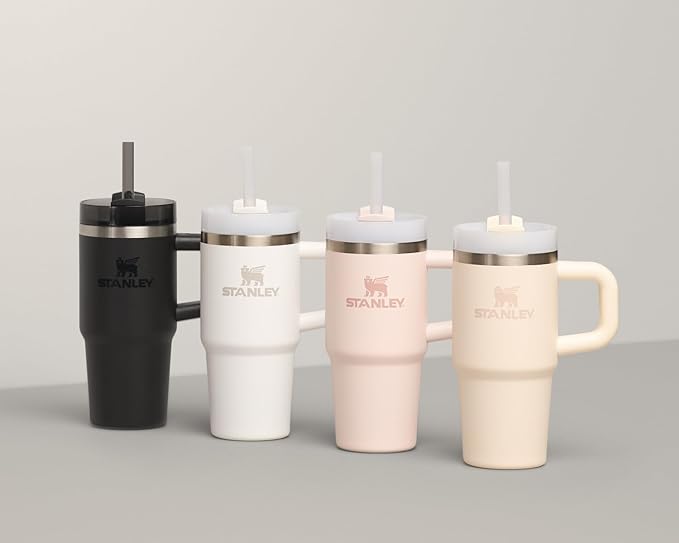 Stanley Quencher H2.0 Tumbler with Handle and Straw 20 oz | Flowstate 3-Position Lid | Cup Holder Compatible for Travel | Insulated Stainless Steel Cup | BPA-Free | Black 2.0