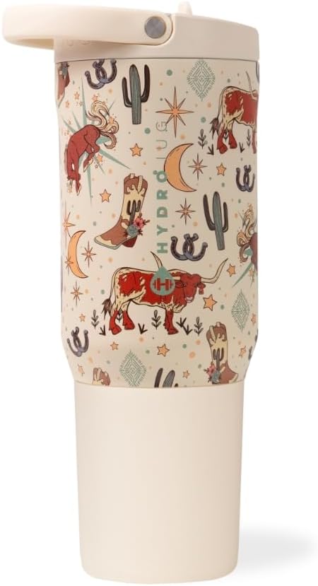 HydroJug Sport - Stainless Steel Tumbler with Straw, Vacuum Insulated, 20oz Leakproof Water Bottle, Ergonomic Design, Reusable, Dishwasher Safe, Rubber Base, Durable for Gym or Outdoors, Rodeo