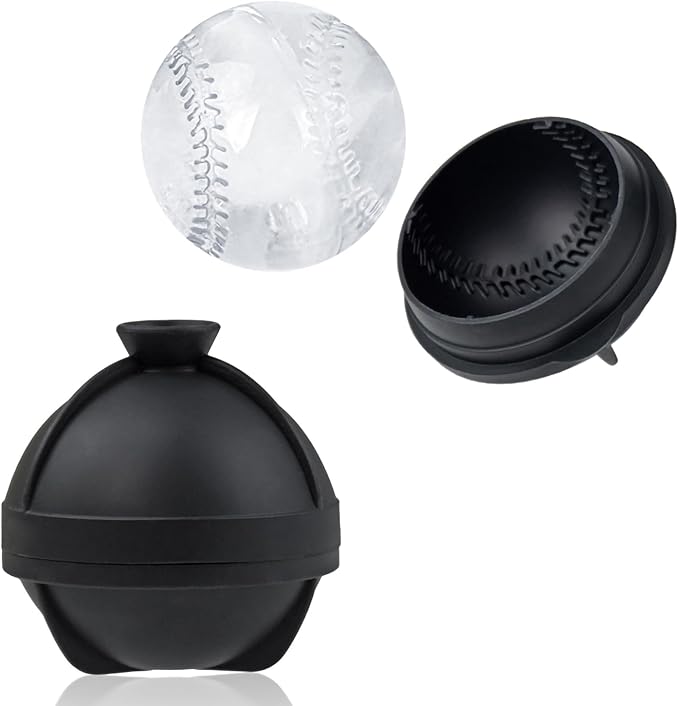Bangp Baseball Ice Cube Molds Set of 2,Whiskey Round Ice Cube Molds,Novelty Sphere Ice Molds Create 2.5 Inch Baseball Shaped Ice Balls - Each Stone Keeps Your Drinks Cool and Unique,for Men and Women