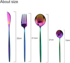 JASHII Flatware Set 24 Piece, Stainless Steel With Titanium Colorful Plated, Multicolor Flatware Set, Silverware, Rainbow Color Cutlery Set Service For 6
