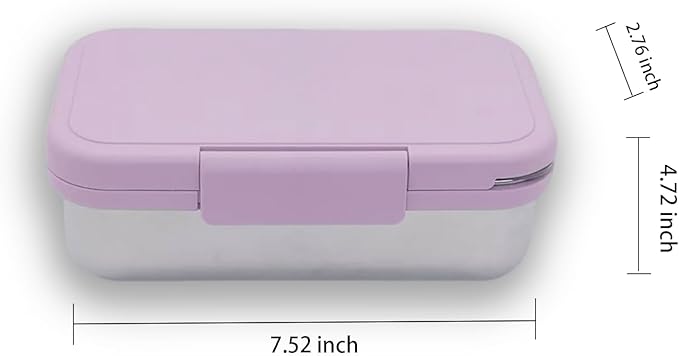 Stainless Steel Bento Box for Adults - Leakproof Microwave Safe Lunch Box for Work, Meal Prep and On the Go with Utensils & Bag (Purple)