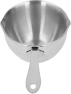 Mini Butter Warmer, 6.7oz/200ml Stainless Steel Mini Butter Warmer Coffee Milk Warmer Pot with Dual Pour Spouts Small Saucepan Chocolate Melting Pot (Silver)