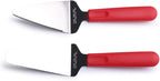 Professional Stainless Steel Pie Spatula Server - 2-Pack Red Cake Cutter & Pizza, Dessert Serving Knife Set - Dishwasher Safe Kitchen Tool