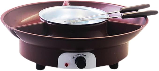 Fondue Pot Electric Set for Chocolate and Nacho Cheese, Chocolate Fondue Kit with Dipping Forks, Temperature Control, 9-ounce Detachable Bowl, Gift Set Date Night Idea Movie Night Game Night Gift Set