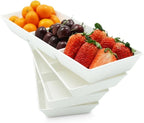 Divided Serving Tray Platter, 4 Pack 15" x 5" Fruit Veggie Food Tray for Party, Plastic Serving Trays for Appetizer, Snack, Dessert, Cookie, Brunch Decorations Platters, White Trays BPA-Free