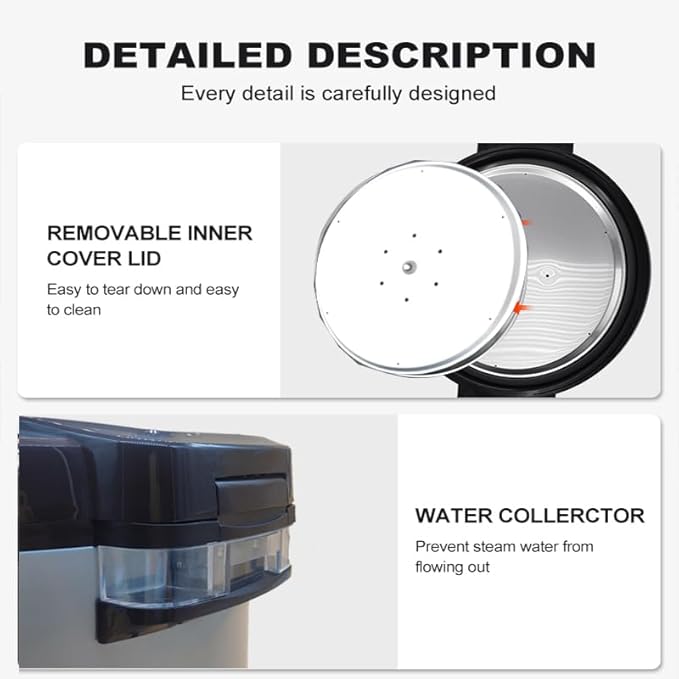Commercial Rice Cooker 60 CUPS (Cooked Rice)& Food Warmer | 13L/13.8Qt Extra Large Multifunctional Rice Cooker | 1350W Fast Cooking with Time Display & Preset|Restaurant Company Canteen Use