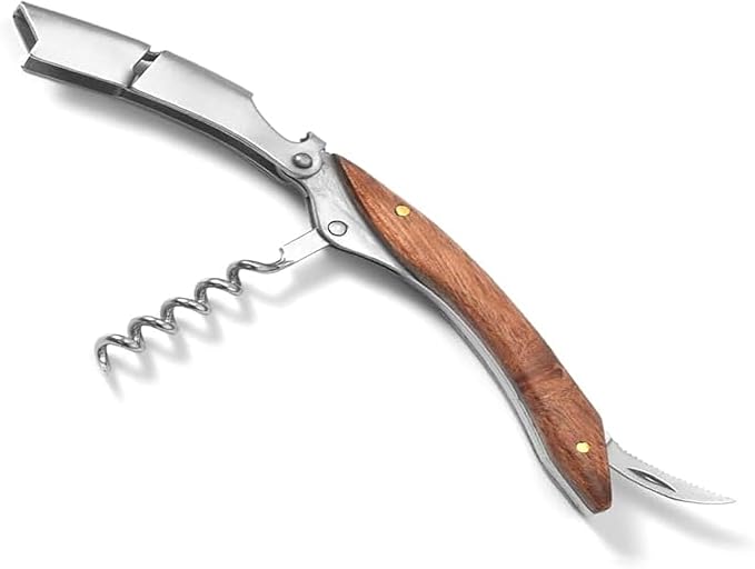 Professional Waiter Corkscrew Wine Key for Bartenders Set of 3,With Long Rosewood Handle Stainless Steel Handle Wine Opener for Bar Restaurant Waiters, Sommelier, Bartend (Long Rose Wood 3 Packs)