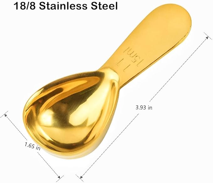 4 Pieces Coffee Scoop Stainless Steel Coffee Scoops Short Handle Tablespoon Measuring Spoons for Coffee Tea Sugar Flour (Golden)