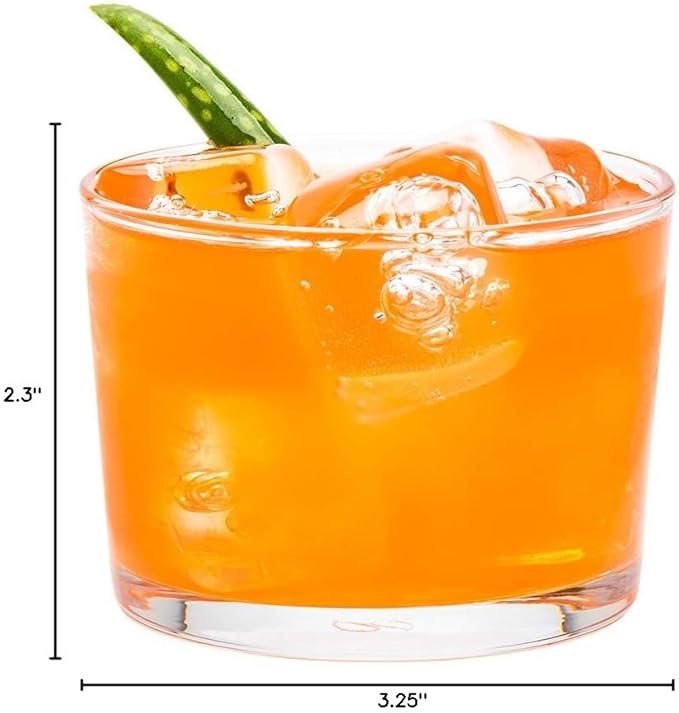 Restaurantware Sumi 7.5 Ounce Rocks Glasses Set of 6 Fine-Blown Lowball Glasses - Tempered Dishwasher-Safe Glassware Clear Glass Whiskey Glasses Serve Cocktails and Liquors For Bars or Homes
