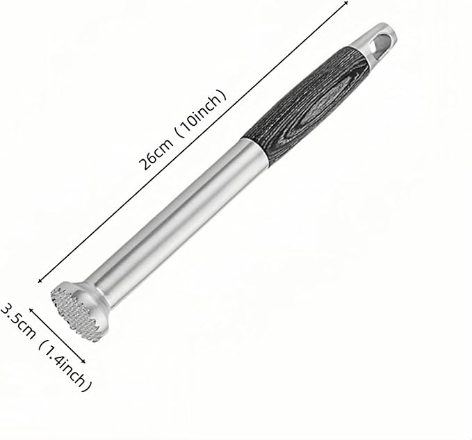 304 Stainless Steel Cocktail Muddler -26cm/10inch Professional Bar Tool with Non-Slip Wooden Grip Product Features