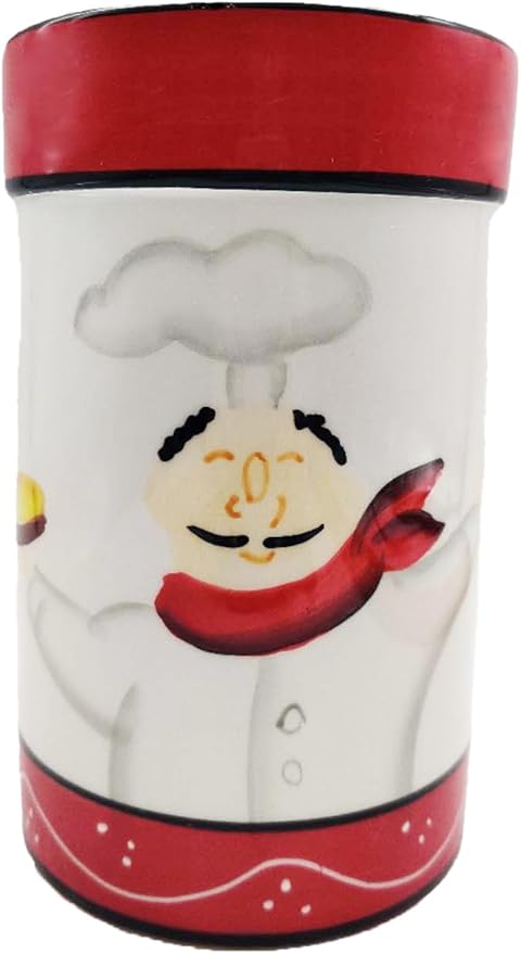 ACK Tuscany Colorful Plump Bistro Chef Hand Painted Ceramic Utensil Jar, Utensil Holder, Utensil Crock, Modern Kitchen Decor, Kitchen Storage for for Spoon, Ladle, Spatula and More