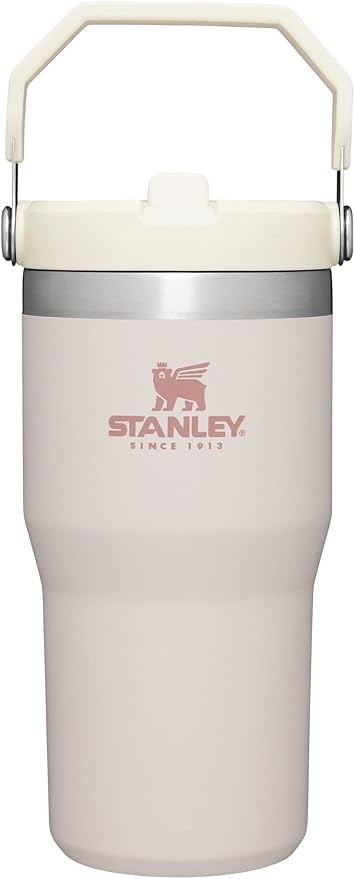 Stanley IceFlow Stainless Steel Tumbler with Straw - Vacuum Insulated Water Bottle for Home, Office or Car Reusable Cup Leak Resistant Flip Cold 12 Hours Iced 2 Days (Rose Quartz)