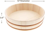 TIKUSAN Wooden Hangiri Sushi Rice Mixing Tub PP Band with Lid Made in Japan Made of Momi Fir Sushi Rice Bowl Sushi Oke (13" (33cm))
