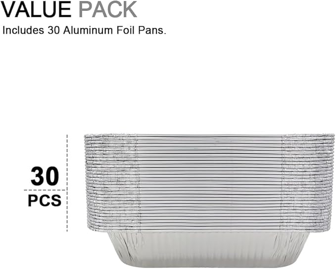 Aluminum Pans 9x13 Disposable Foil Pans Half Size (30Pack) Baking Pans Roasting Pan Great for Cooking, Heating, Storing