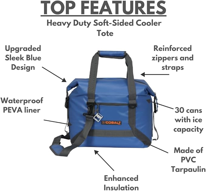 Heavy Duty Soft-Sided Cooler Tote/Backpack, Upgraded Blue Design, Heavy-Duty PVC Tarpaulin, Waterproof PEVA Liner, Ideal for Outdoor Adventures by Blue Coolers
