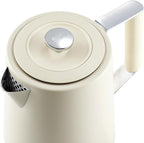 SAKI TeaSmart Electric Turkish Tea Maker, 110V Double Pot Electric Tea Kettle, 304 Stainless Steel BPA Free Turkish Tea Set, LED Indicator, Auto Shut-Off & Boil-Dry Protection, 1.75L, (Pearl White)