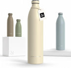 LARS NYSØM Stainless Steel Insulated XL Water Bottle 12oz 17oz 25oz 34oz 51oz | Insulated Thermo Flask for Hot and Cold Beverages | Leakproof Drinking Bottle (Almond Beige, XL 50.7oz)