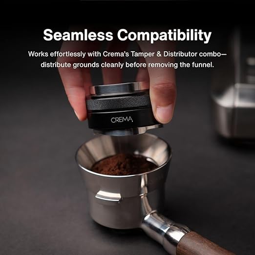 Crema Coffee Products 58mm Dosing Funnel|Compatible with 58mm Breville Portafilter,DualBoiler and OracleEspressoMachines|PreventsSpillage&Waste|DurableStainlessSteel|EasyFit for Clean,ConsistentDosing